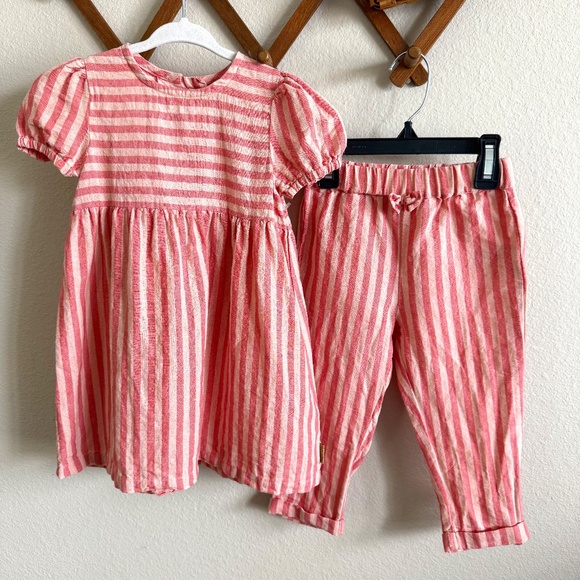 Hust and Claire Striped Cotton/Linen Dress and Pant size 18M - Picture 1 of 8